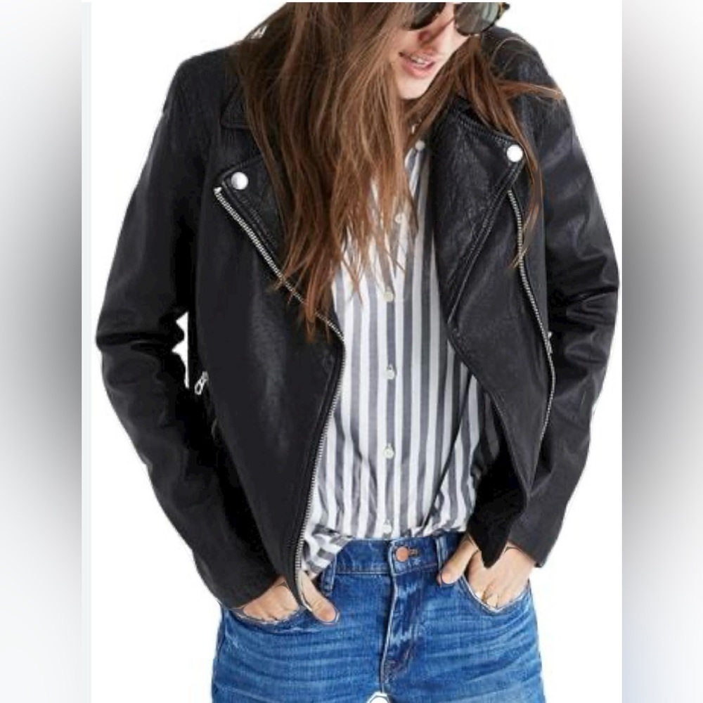 MADEWELL Washed Leather Motorcycle Jacket NWOT - Picture 1 of 15